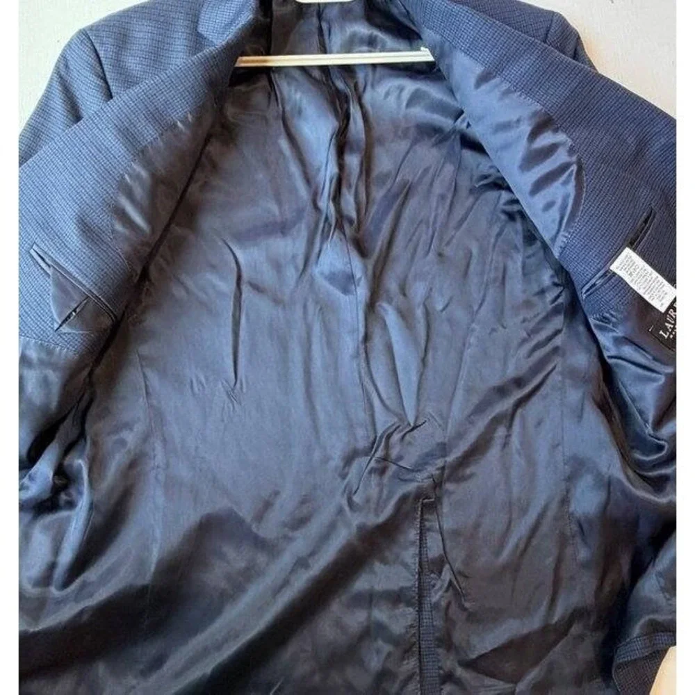 Lauren Ralph Lauren Navy Blue Mini Pattern Mens Blazer Jacket Size 43R